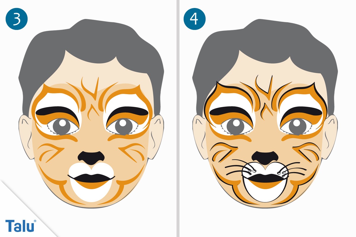 Kinderschminken Tiger letzte Schritte