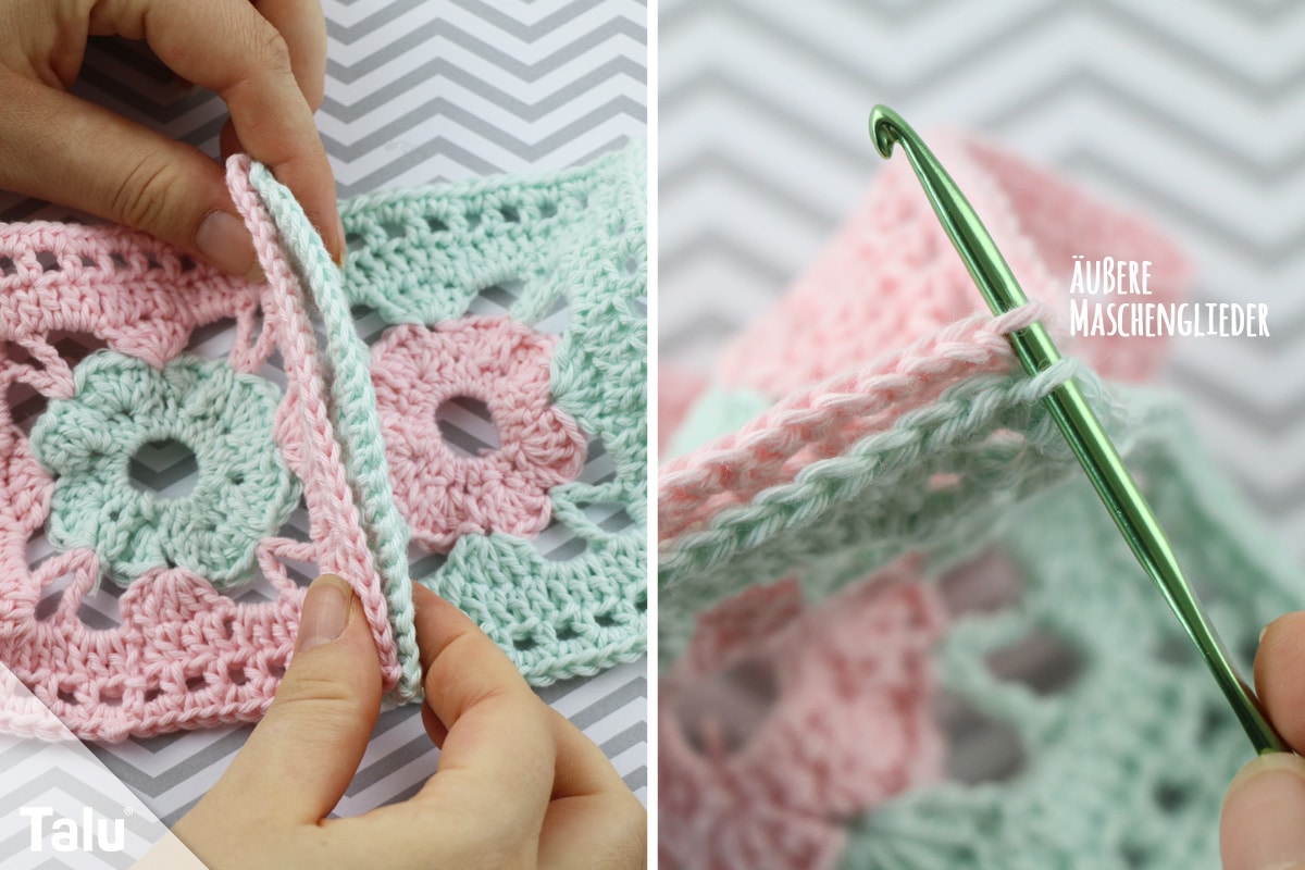 Granny Squares unsichtbar verbinden