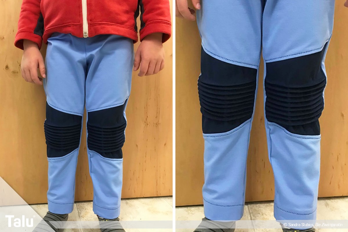 Kunstleder nähen, Grundlagen-Anleitung, Keil-Schnitt-Teile in Hose einnähen